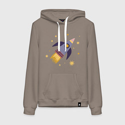 Женская толстовка-худи Космическая ракета и звезды