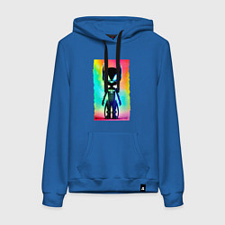 Толстовка-худи хлопковая женская Alien cub - neural network - neon glow, цвет: синий