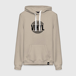 Женская толстовка-худи Vinyl надпись с пластинкой