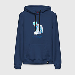 Толстовка-худи хлопковая женская Лечит не время - лечит доктор, цвет: тёмно-синий