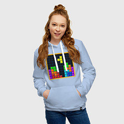 Толстовка-худи хлопковая женская Tetris, цвет: мягкое небо — фото 2