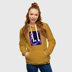 Толстовка-худи хлопковая женская Subnautica подводный монстр, цвет: горчичный — фото 2