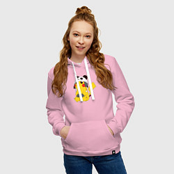 Толстовка-худи хлопковая женская Pika panda, цвет: светло-розовый — фото 2