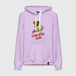 Толстовка-худи хлопковая женская Chicken Gun logo, цвет: лаванда