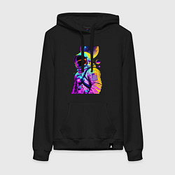 Женская толстовка-худи Космонавт в космосе - нейросеть - свечение