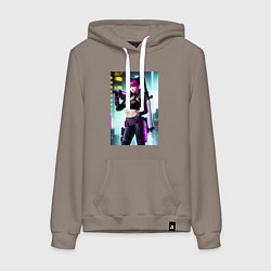 Женская толстовка-худи Девчонка-кошка - кибер-самурай