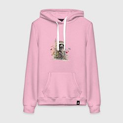 Женская толстовка-худи Акварельный милый енот