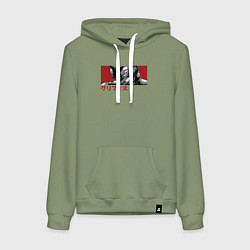 Толстовка-худи хлопковая женская Гриффит Фемто, цвет: авокадо