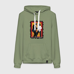 Толстовка-худи хлопковая женская Криминальное чтиво - танец, цвет: авокадо