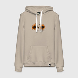 Толстовка-худи хлопковая женская Велосипед с подсолнухами, цвет: миндальный