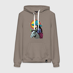 Женская толстовка-худи Ведьма и осел comic style