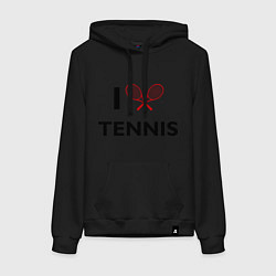 Толстовка-худи хлопковая женская I Love Tennis, цвет: черный