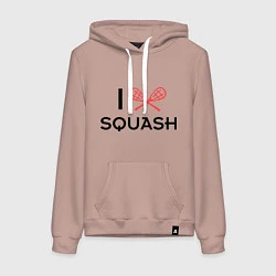 Толстовка-худи хлопковая женская I Love Squash, цвет: пыльно-розовый