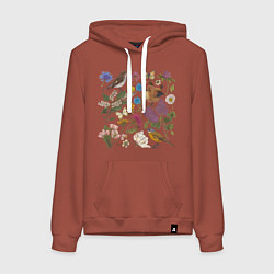 Женская толстовка-худи Цветение и птички