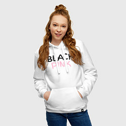 Толстовка-худи хлопковая женская Граффити BlackPink, цвет: белый — фото 2