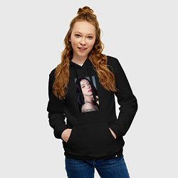 Толстовка-худи хлопковая женская Kim Jisoo, цвет: черный — фото 2