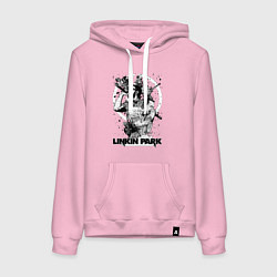 Толстовка-худи хлопковая женская Linkin Park all, цвет: светло-розовый
