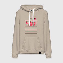 Толстовка-худи хлопковая женская Златан Ибрагимович ФК Милан форма 2223 гостевая, цвет: миндальный