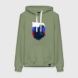 Толстовка-худи хлопковая женская Военные РФ и флаг - neuro art, цвет: авокадо