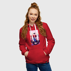 Толстовка-худи хлопковая женская BTS art anime style, цвет: красный — фото 2