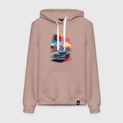 Женская толстовка-худи Автомобиль на пляже