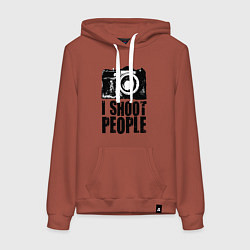 Толстовка-худи хлопковая женская Shoot photographer, цвет: кирпичный