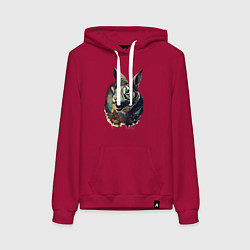 Женская толстовка-худи Свирепый зайчара - нейросеть