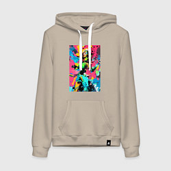 Женская толстовка-худи Девушка в наушниках кайфует от музыки - импрессион