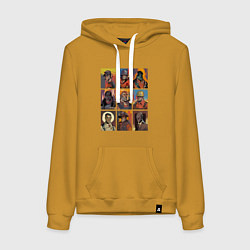Толстовка-худи хлопковая женская Team fortress 2 - портреты персонажей, цвет: горчичный