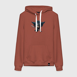 Толстовка-худи хлопковая женская Эмблема самурая, цвет: кирпичный
