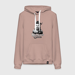 Толстовка-худи хлопковая женская Карлах - ахегао - черный и белый, цвет: пыльно-розовый