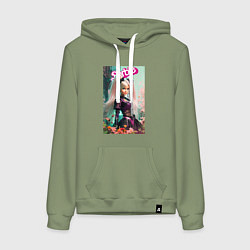 Женская толстовка-худи Barbie among flowers - neural network