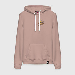 Толстовка-худи хлопковая женская Олень релаксирует, цвет: пыльно-розовый