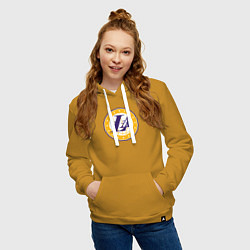Толстовка-худи хлопковая женская Lakers stars, цвет: горчичный — фото 2