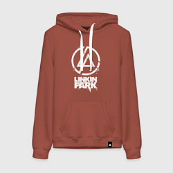 Толстовка-худи хлопковая женская Linkin Park - white, цвет: кирпичный