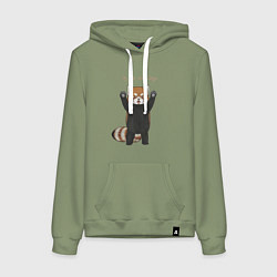 Толстовка-худи хлопковая женская Im big and scary красная панда, цвет: авокадо