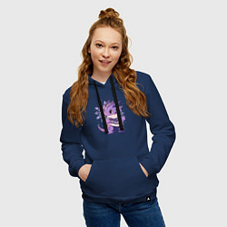Толстовка-худи хлопковая женская Фиолетовый дракон в свитере, цвет: тёмно-синий — фото 2