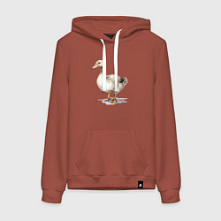 Толстовка-худи хлопковая женская Серый гусь, цвет: кирпичный