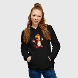 Толстовка-худи хлопковая женская Милый маленький новогодний дракон 2024, цвет: черный — фото 2