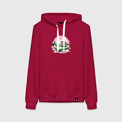 Женская толстовка-худи Ретро автомобиль на розовом закате