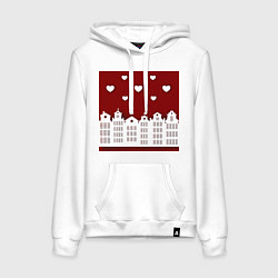 Женская толстовка-худи Белые картонные домики и сердца