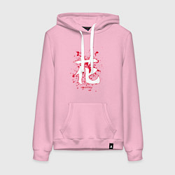 Толстовка-худи хлопковая женская Цветок японский иероглиф, цвет: светло-розовый