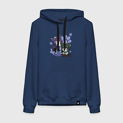 Толстовка-худи хлопковая женская Джинши и Маомао, цвет: тёмно-синий