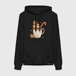 Женская толстовка-худи Кофе с маршмэллоу и имбирным пряником