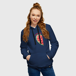 Толстовка-худи хлопковая женская Сладкая арбуз, цвет: тёмно-синий — фото 2