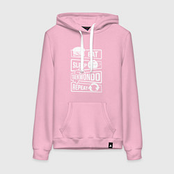 Женская толстовка-худи Еда сон тхэквондо