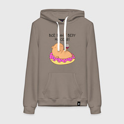 Женская толстовка-худи Мем капибара: все вино беру на себя