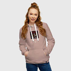 Толстовка-худи хлопковая женская Hells bells - AC DC, цвет: пыльно-розовый — фото 2