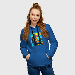 Толстовка-худи хлопковая женская Барт Симпсон владелец биткоина, цвет: синий — фото 2