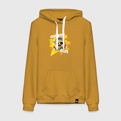 Толстовка-худи хлопковая женская Чикен Ган - курица, цвет: горчичный